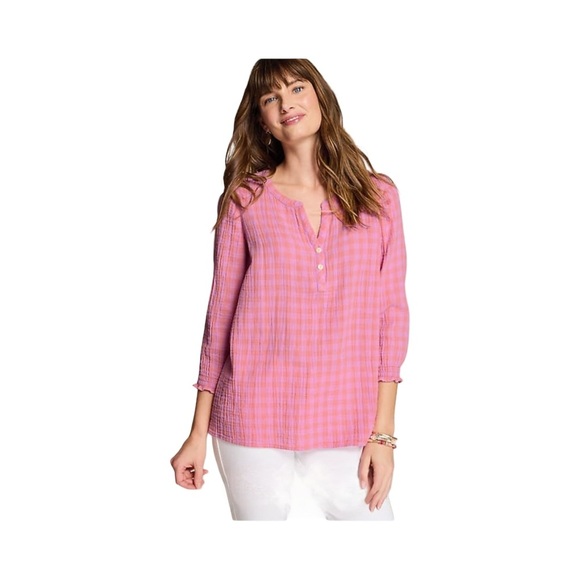 J. Jill Tops - J. Jill Cotton Gauze Smocked 3/4 Sleeve Top NWT Size M